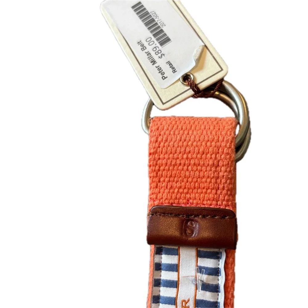 Peter Millar Philadelphia Cricket Club 1854 D-Ring Belt Coral Orange Mens S